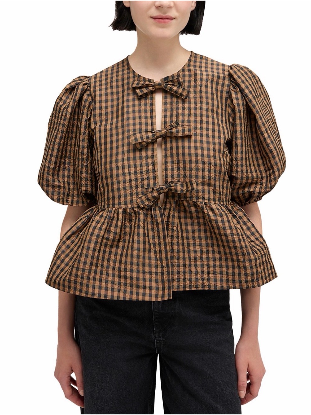 Ganni Checkered Taffeta top NWT - Picture 7 of 8